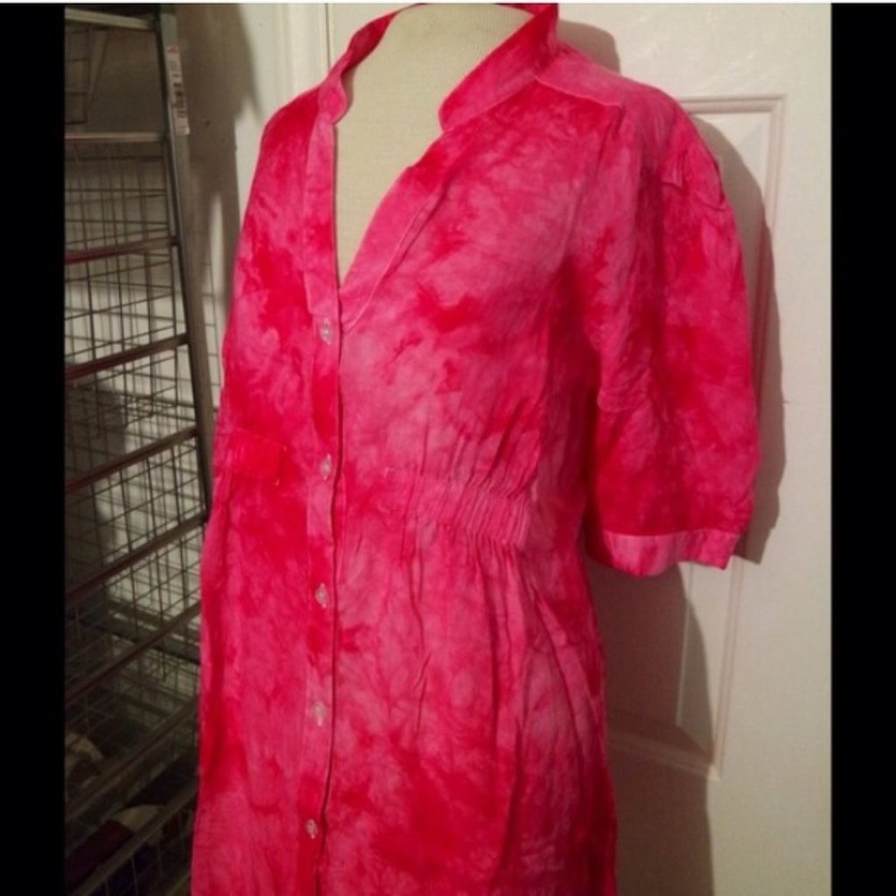 NWOT medium pink tie dye tunic sheer top dress